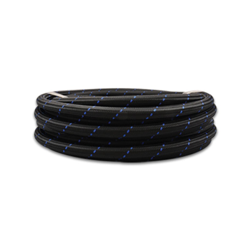 Vibrant -8 AN Two-Tone Black/Blue Nylon Braided Flex Hose (2 foot roll)