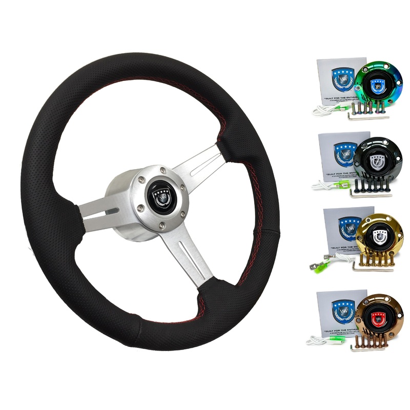 2004-13 Porsche 911 (997) Steering Wheel Kit | Perforated Leather | ST3587BLK-RED