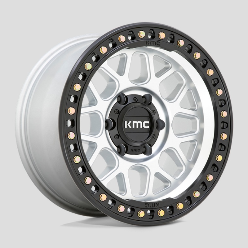 18×9.0 KMC GRS KM549 Machined w/Satin Black Lip