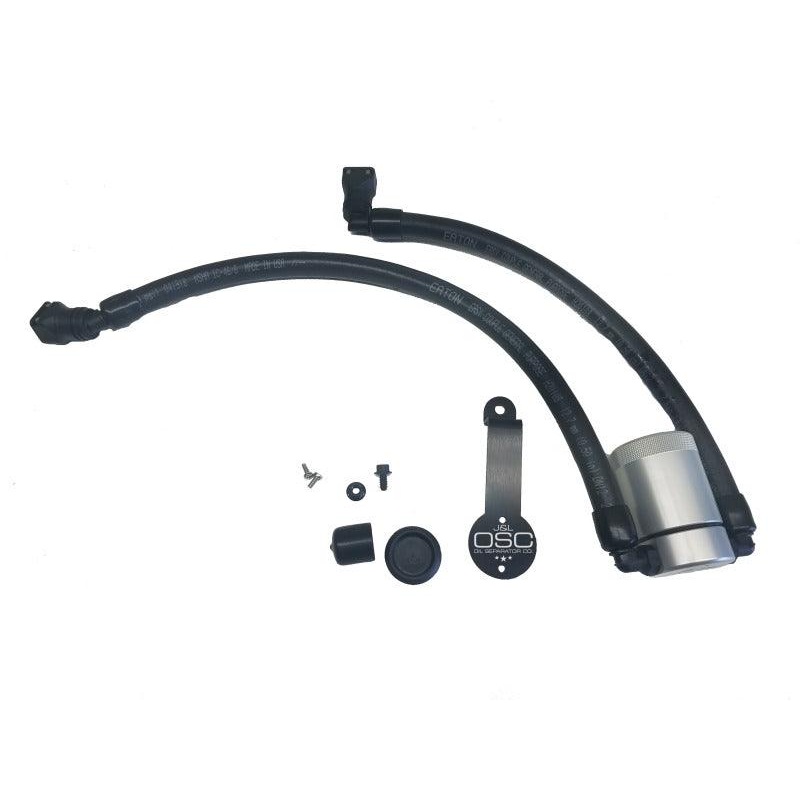 J&L 2018-2023 Ford Mustang GT Driver Side Oil Separator 3.0 – Clear Anodized