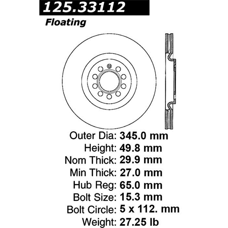 Stoptech 08-13 Audi S3 Front CryoStop High Carbon Brake Rotor