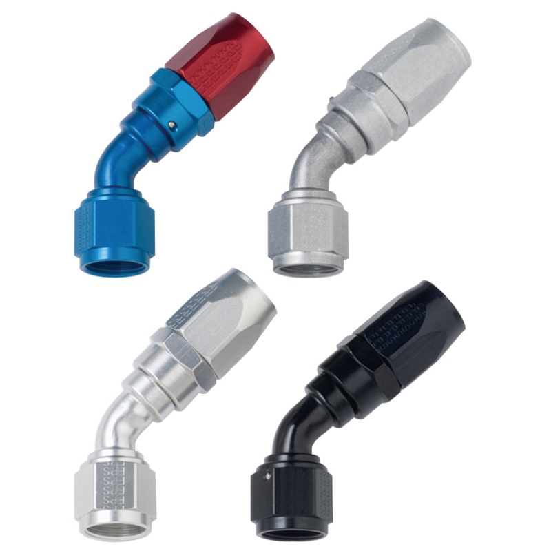 Fragola -16AN x 45 Degree Power Flow Hose End – Blue/Red