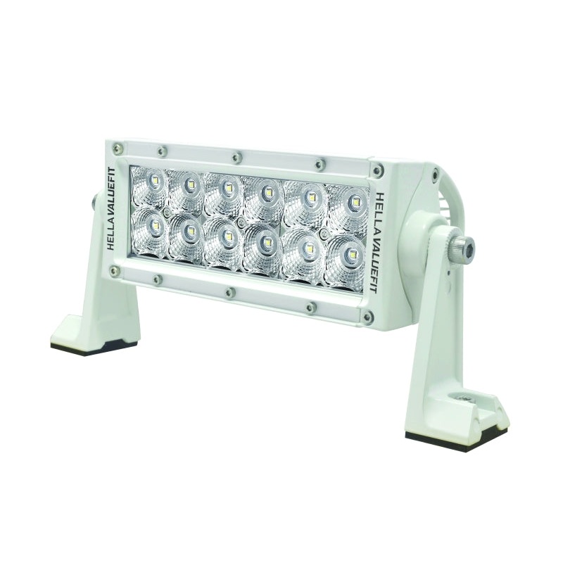 Hella Value Fit 8in Light – 36W Dual Row White Housing Flood Beam – LED