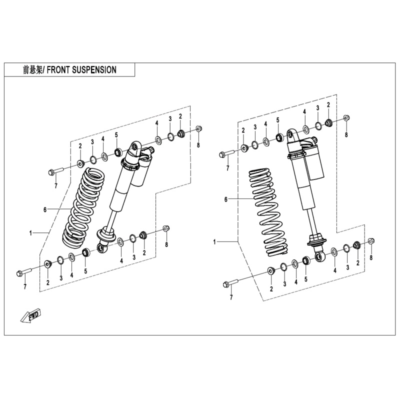 Front Shock Absorber Force Red by CF Moto
